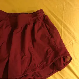 Lululemon Deep Rouge Red Athletic Mesh Short Hotty Hot Shorts 4” thumbnail 4