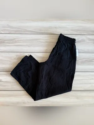 Old Navy High-Waisted Crinkle Gauze Barrel Ankle Pants Black XS NWT thumbnail 6