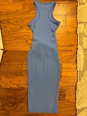 Boohoo body con blue dress with tie front thumbnail 4