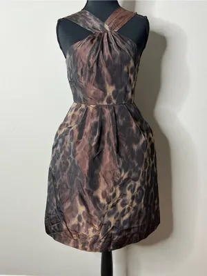 Banana Republic Leopard Print Halter Dress 0 Mob Wife Indie Sleaze Fit Flare thumbnail 2