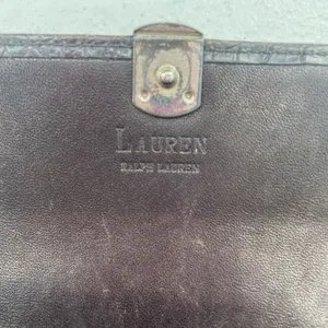Vtg Lauren Ralph Lauren Wallet Croc Embossed Brown‎ Leather Checkbook Pocketbook thumbnail 7