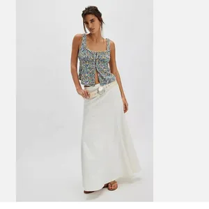 NEW $148 Free People Ellia Primary Floral Ellia Printed Smocked Ruffle Set 2pcs thumbnail 5