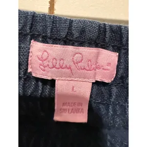 Lilly Pulitzer Women 100% Linen Short Sz L Blue Pull On Tassle Resort Coastal thumbnail 3