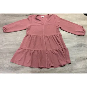 Nine West XL Dusty Rose Tiered Babydoll Tunic Dress Boho Flowy Long Sleeve thumbnail 6