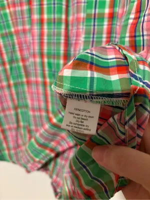 Haley and the Hound plaid cotton tunic top dress green pink large thumbnail 3
