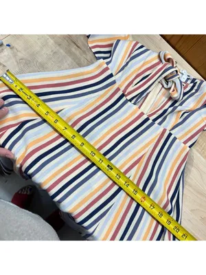 Leith Striped Tie-Front Midi Dress Multicolor Short Sleeves Size XS Coastal Boho thumbnail 12