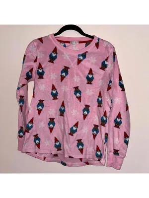 🇺🇸Lounge affair pink gnome and snowflake soft fleece like pajama SET thumbnail 3