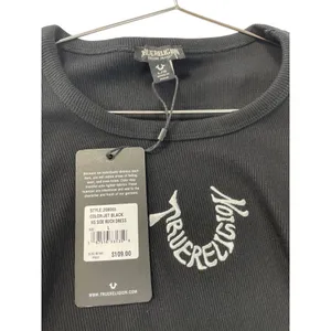 True Religion Womens Black HS Side Ruch Dress Size L SKU 9080 thumbnail 11