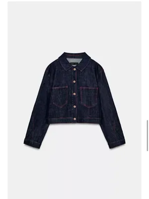 Zara shoulder pad denim jacket. XS thumbnail 12