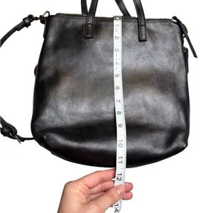 ✨ ABLE Black Leather Crossbody Tote Bag‎ • Convertible Top Handle Purse OS ✨ thumbnail 4