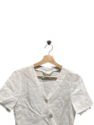 H&M Linen Wrap Top White Size 2 Coastal Beach Minimalist Vacation Lightweight thumbnail 7