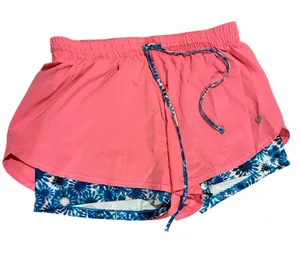 Active USA Pink Shorts with Blue Trim & Built In Biker Shorts thumbnail 1