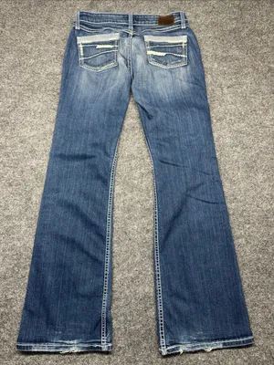 BKE Women's Medium Blue Low-Rise Bootcut Jeans with Subtle Distress thumbnail 2