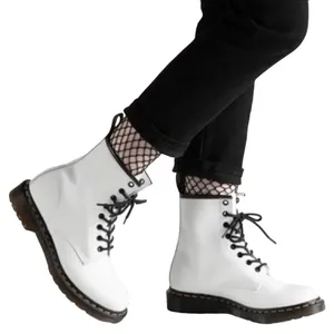 Dr. Martens 1460 Boots Combat 8 Eye Patent Leather Lace Up Block Heel White 11 thumbnail 7