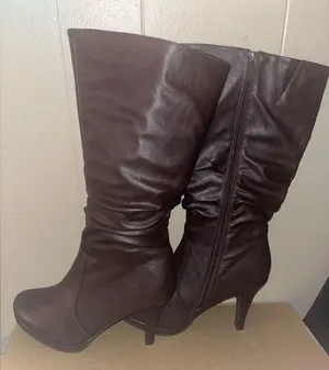 New brown ruched heel boots Size 9 thumbnail 2