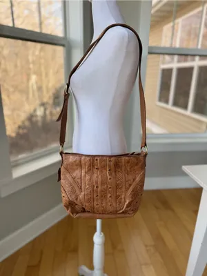 Vintage 90s Cabin Creek Tan Tooled Leather Studded Purse thumbnail 15