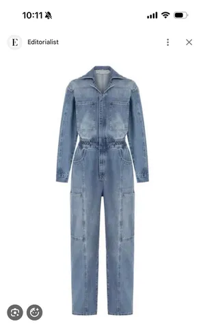 Nocturne Denim cargo jumpsuit Blue Size XS thumbnail 3