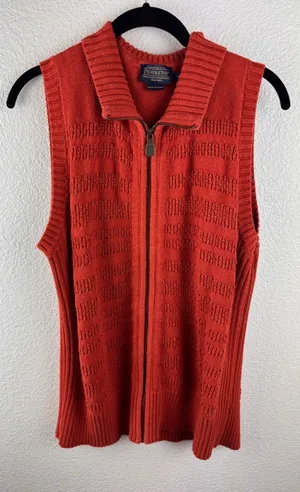 VTG Pendleton Womens Orange Knit Zip Vest Cardigan Sweater XL Cotton Rust Preppy thumbnail 1