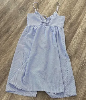 H&M button front midi dress striped blue white coastal sundress 10 large thumbnail 7