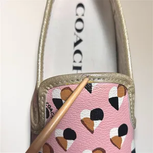Coach 8B Pink Heart Print Slip On Sneakers Metallic Gold Trim FG2113‎ Travel thumbnail 11