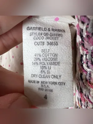VTG Garfield & Marks Pink Tweed Coco Jacket Longline Open Front Fringe Sz 4 USA thumbnail 10