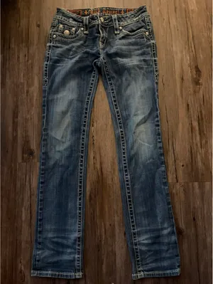 Rock Revival Blue Straight Jeans 29 Low Rise Grunge thumbnail 1