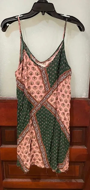 NATURAL LIFE Pink and Brown Floral Paisley Slip Dress thumbnail 1