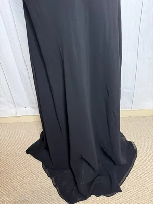 Faviana Couture Size 8 Long Maxi Dress Rosette Pleated Prom Formal Black Vintage thumbnail 10