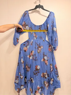 Free People Morning Glory Floral Smocked Maxi Dress XS Boho Long Sleeve thumbnail 3