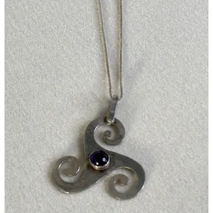 Concha VTG Amethyst 5.7 Grm Sterling 925 Mirror Chain Italy 18.5” Celtic Spiral thumbnail 5