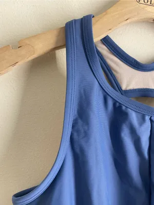 Kona Sol Twist Front High Neck Bikini Swim Top Blue Medium Racerback Padded thumbnail 3