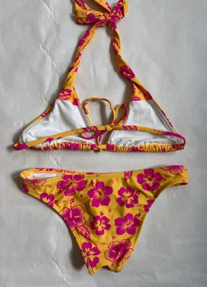 Target Xhilaration Bikini Set Yellow Pink thumbnail 2