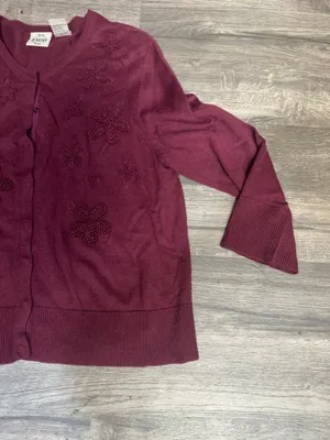 Tailor B. Moss Burgundy Floral Button-Front Cardigan thumbnail 6