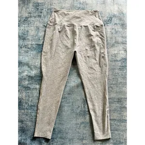 Beyond Yoga X Peloton Light Heathered Gray Purple Cropped High Rise Leggings M thumbnail 2
