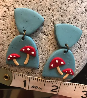Handmade Polymer Clay Mushroom Earrings thumbnail 5