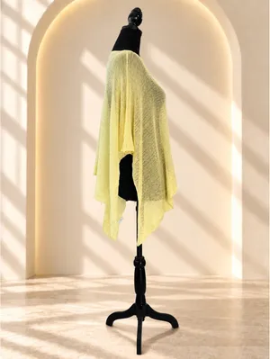 Lightweight Yellow Sheer Poncho Top Boho One Size Size undefined thumbnail 3