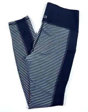 GapFit Small Sculpt Compression Navy Striped High Rise Leggings EUC Training Gym thumbnail 1