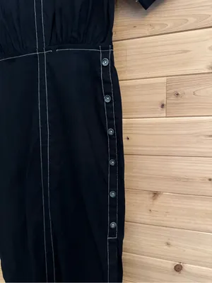 Anthropologie Size 2 Black Slim Midi Shirt Dress Business Casual Office Slit thumbnail 3