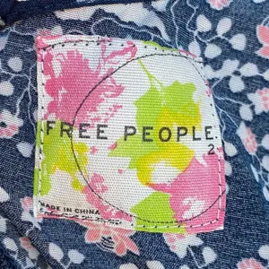 Free People RUMA Blue‎ Floral Tiered Mini Dress Women's Size 2 Viscose Short thumbnail 2