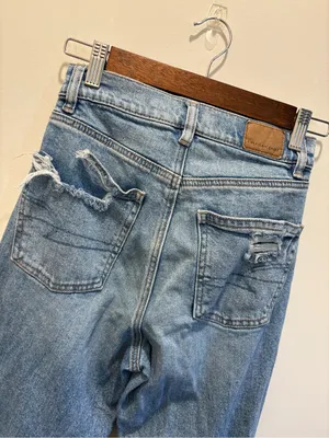 American Eagle 000 Highest Rise Baggy Straight Distressed Ripped Jeans Y2K thumbnail 6