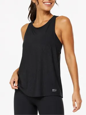 Splits59 Black Perforated Mesh Racerback Tank Top Size S Athleisure Gym Workout thumbnail 1