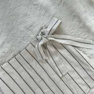 FOREVER 21 White Black Pinstripe Wrap Mini Skirt Size XS Striped Tie Waist Boho thumbnail 2