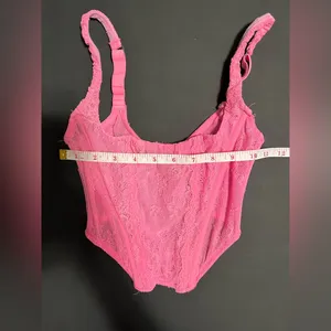Pink Lace Corset Crop Tank Top Women’s Sz Small EUC thumbnail 4