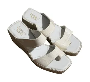 Franco Sarto Clave Espadrille Wedge Sandals White 8.5 M Womens Croc Leather thumbnail 1