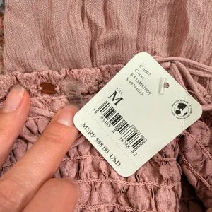 Free People FP One Adella Mini Dress Rose Pink Lace Boho Ruffle Smocked Medium thumbnail 8