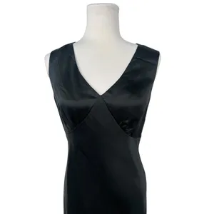 Valerie Stevens 10 Black 100% Silk Slip Dress 90s Minimalist Quiet Luxury Goth thumbnail 2