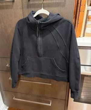 Lululemon Scuba Oversized 1/2 Zip Hoodie medium-large‎ black women's thumbnail 1