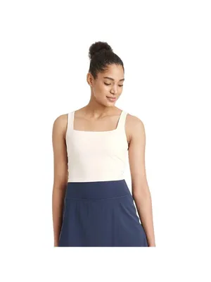 All In Motion Light Support Rib Squareneck Cropped Sports Bra Cream Off White S thumbnail 6