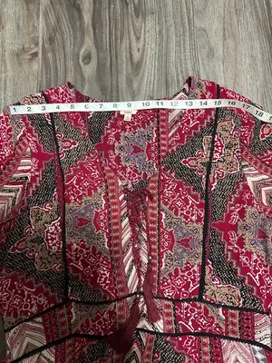 Reba Red & Brown Boho Tie-Front Long-Sleeve Midi Dress thumbnail 13