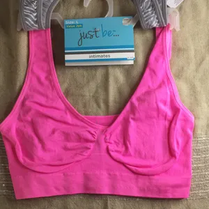 Just Be New Bundle of 2 Animal Print/Neon Pink Sports Bras Stretchy Soft Size Large thumbnail 3